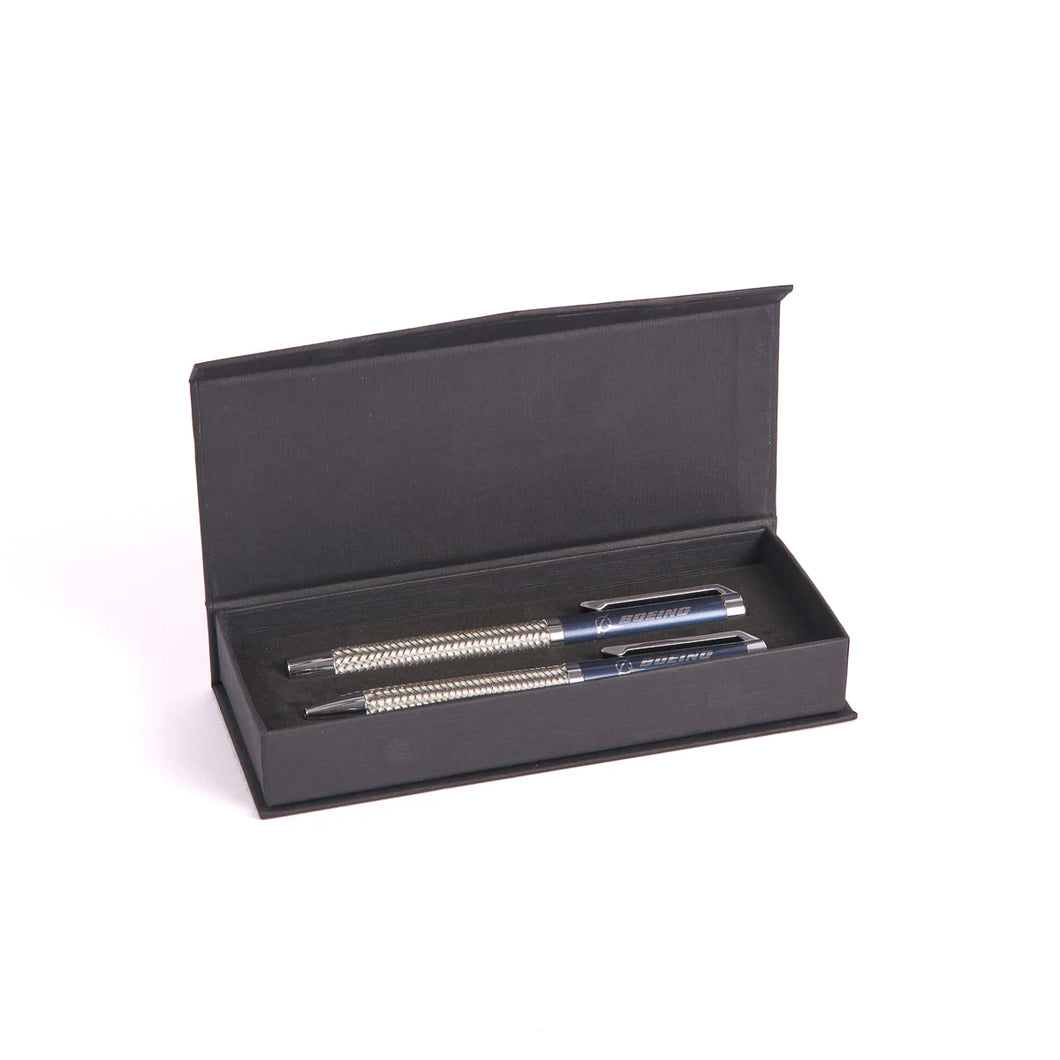 Boeing Braided Steel Metal Pen Set